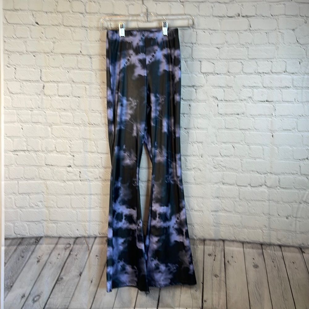 Top Shop Black and purple Flare Leggings, Petite, Size 4, New with tags